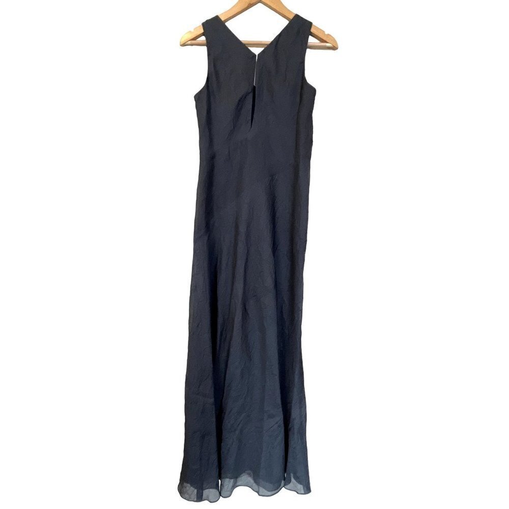 Vintage Banana Republic Charcoal Grey 100% Silk Crinkled Maxi Dress 2 - Picture 8 of 13